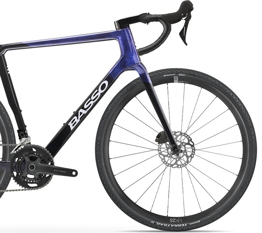 Karbonové gravel kolo BASSO Palta v modrém laku Blue Reef se sadou Shimano GRX 2x12