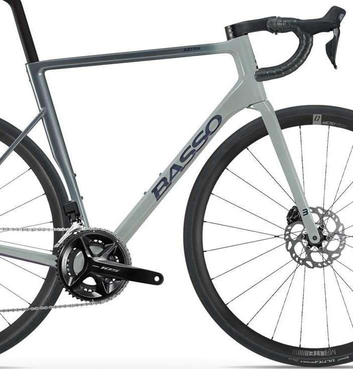 Italské karbonové silniční kolo BASSO Astra v šedé barvě Gray Asphalt
