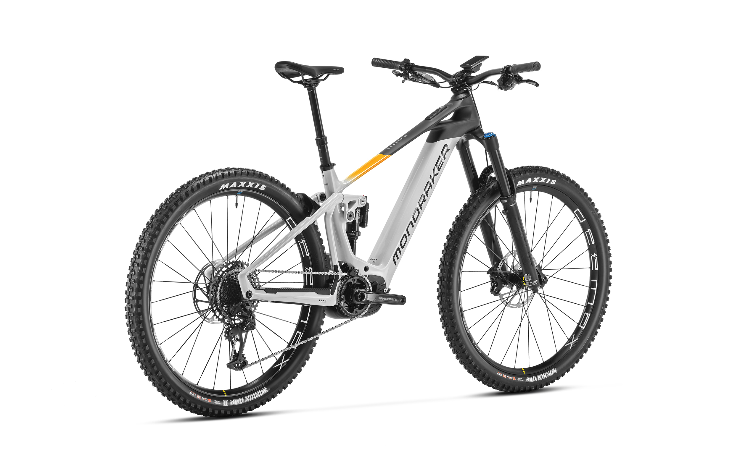 Celoodpružené enduro e-MTB elektrokolo MONDRAKER Crafty Carbon R s motorem Bosch CX 750Wh a vidlicí Fox 38