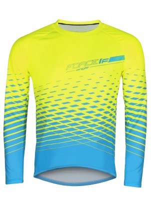 FORCE - dres MTB ANGLE dlouhý rukáv, fluo-modrý