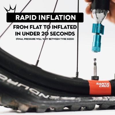 PEATYS - sada CO2 a hlavice Holeshot CO2 Tyre Inflator MTB 25G modrá (3)