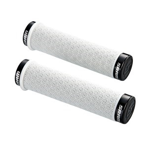 SRAM - gripy DH Locking, silikonové, bílé s dvojitou černou obj. a zátkami