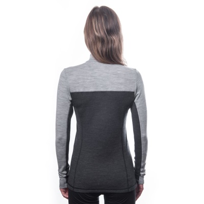 SENSOR - dámské triko zip MERINO BOLD šedá/antracitová (2)
