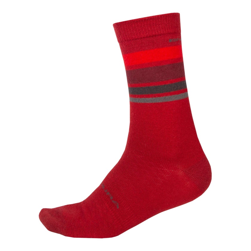 ENDURA - ponožky Merino Stripe červená