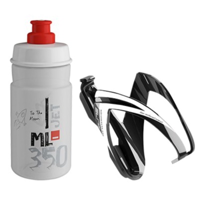 ELITE - KIT CEO košík černý lesklý + láhev JET čirá/červená 350 ml