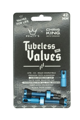 PEATYS - bezdušový ventilek X CHRIS KING MK2 tyrkysová 42 mm (1)