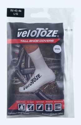 VELOTOZE - návleky na tretry Road latex vysoké, bílé, S (1)