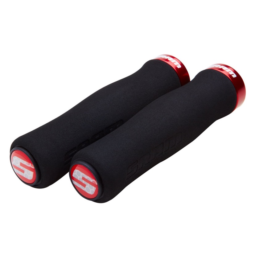 SRAM - gripy Locking pěnové ergonomické 129mm černé s červenou objímkou a koncovkou