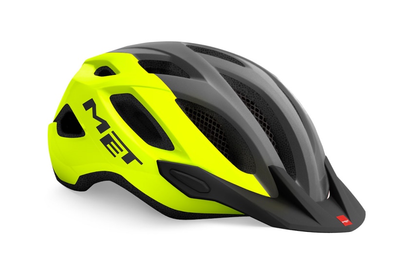 MET - helma CROSSOVER reflex žlutá/šedá lesklá