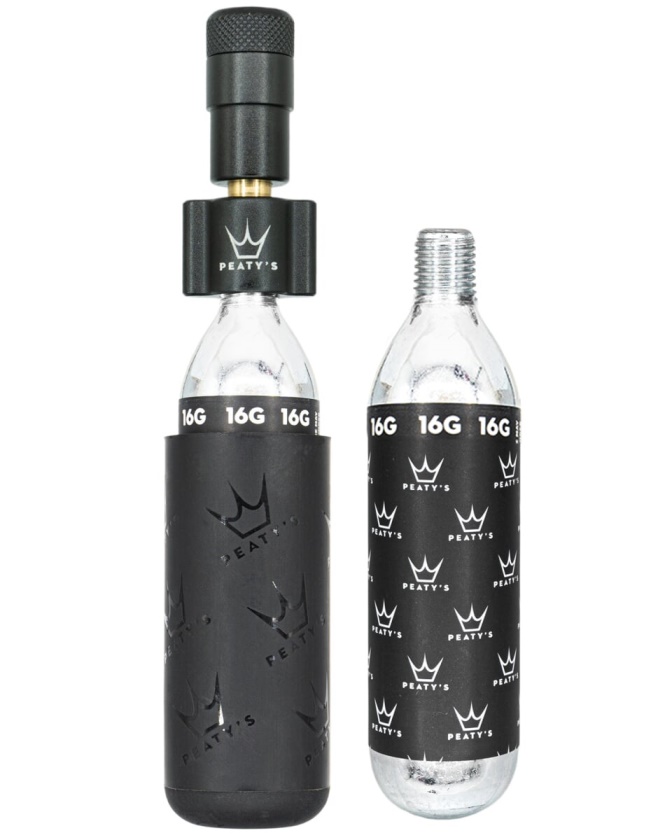 PEATYS - sada CO2 a hlavice Holeshot CO2 Tyre Inflator Road & Gravel 16G černá