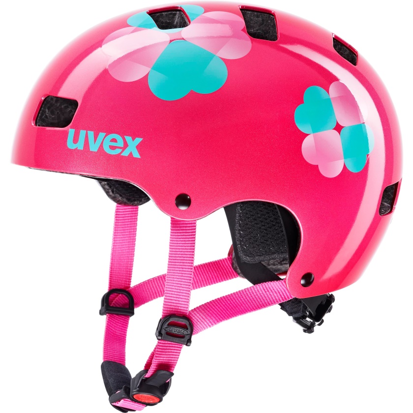 UVEX - dětská helma KID 3 Pink Flower červená