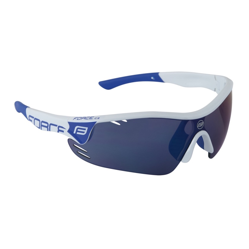 FORCE - brýle  RACE PRO bílé, modrá laser skla