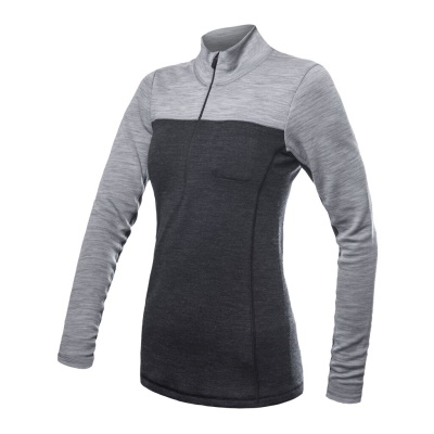 SENSOR - dámské triko zip MERINO BOLD šedá/antracitová SENSOR - dámské triko zip MERINO BOLD šedá/antracitová