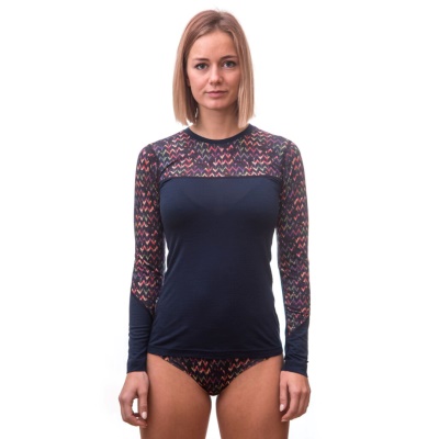 SENSOR - dámské triko MERINO IMPRESS deep blue/origami (2)