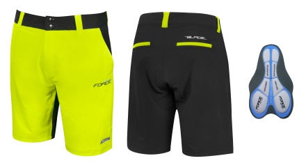 FORCE - kraťasy F BLADE MTB s vložkou,černo-fluo FORCE - kraťasy F BLADE MTB s vložkou,černo-fluo