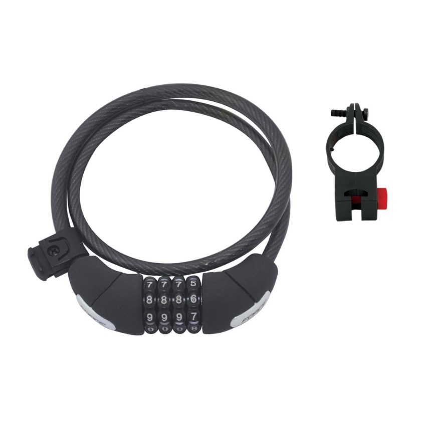 FORCE - zámek F LUX spirálový kódový 85cm/10mm+držák černá