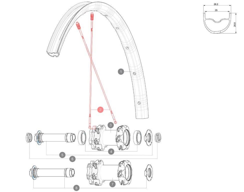 Drát MAVIC KIT 1 FT/RR XA PRO 27,5'' BUTT ALU SPOK 275mm (V2385501)