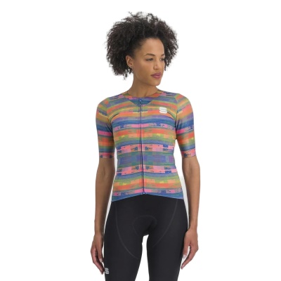 SPORTFUL - dámský dres Glitch w bomber jersey, multicolor papaya