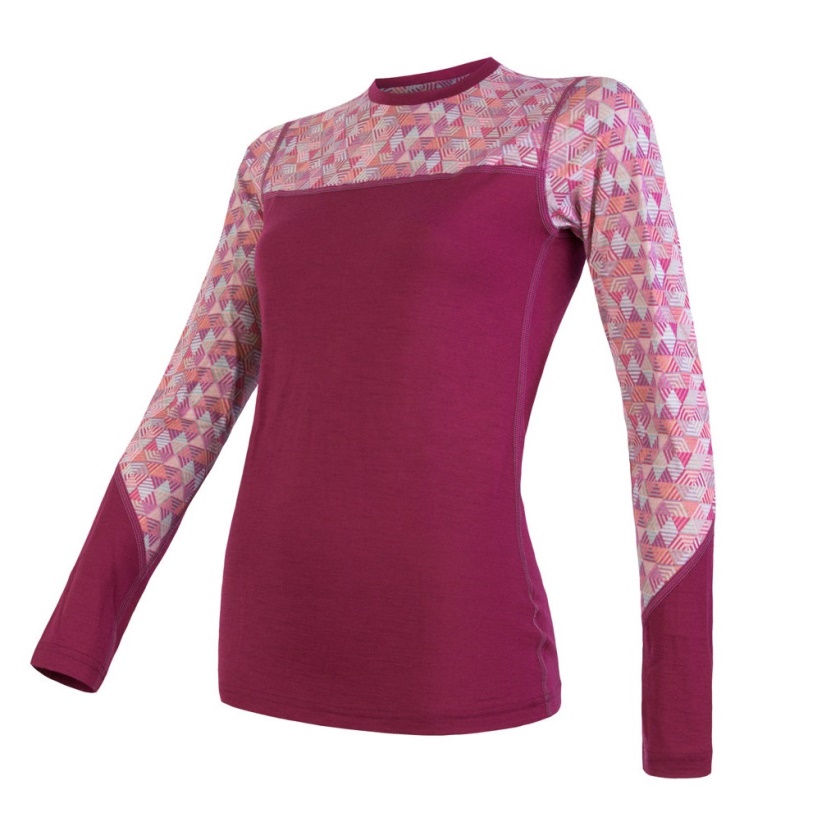SENSOR - triko MERINO IMPRESS lilla/pattern