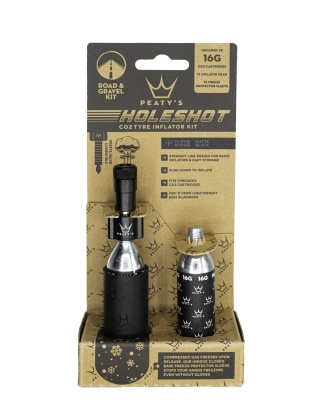 PEATYS - sada CO2 a hlavice Holeshot CO2 Tyre Inflator Road & Gravel 16G černá (1)