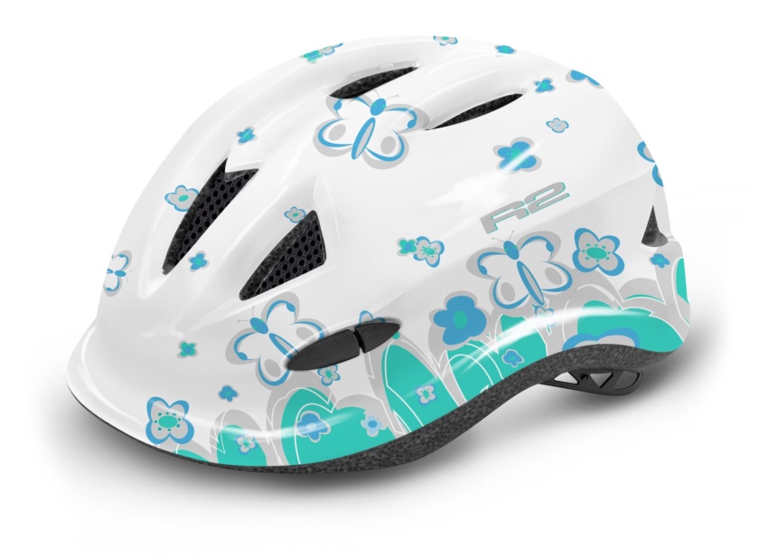 R2 - helma LUCKY bílá/modrá/mentolová zelená XXS 46-50 cm