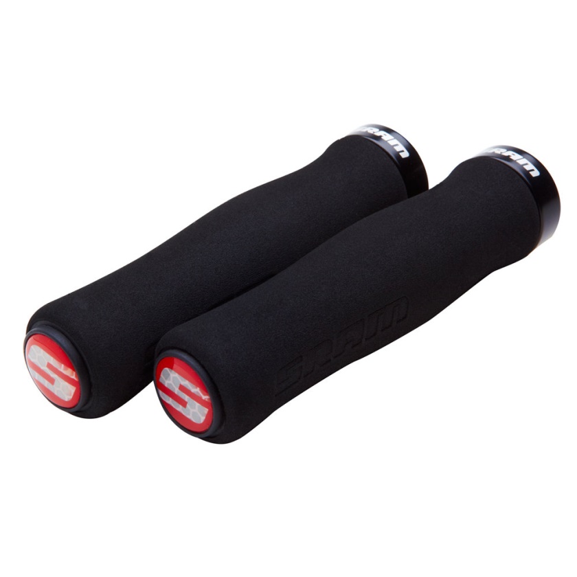 SRAM - gripy Locking pěnové ergonomické 129mm černé s černou objímkou a koncovkou
