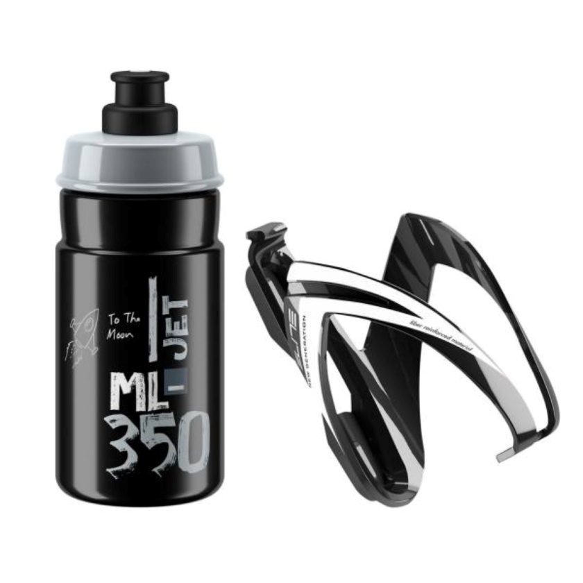 ELITE - KIT CEO košík černý lesklý + láhev JET černá/šedá 350 ml