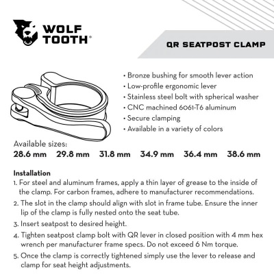 WOLF TOOTH - sedlová objímka 31.8mm zelená rychloupínák (1)
